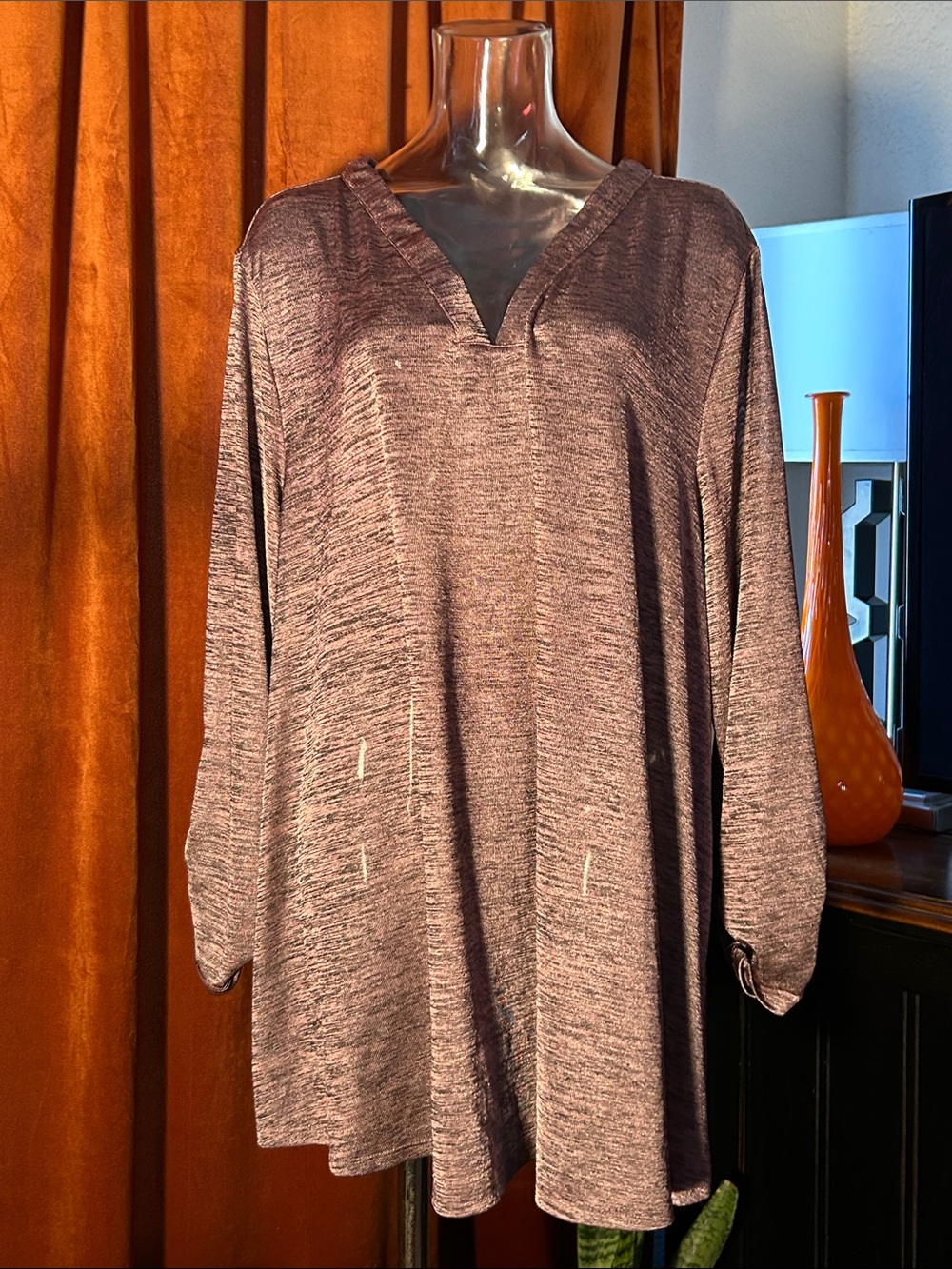 Avenue Mauve Heathered V-Neck Tunic
